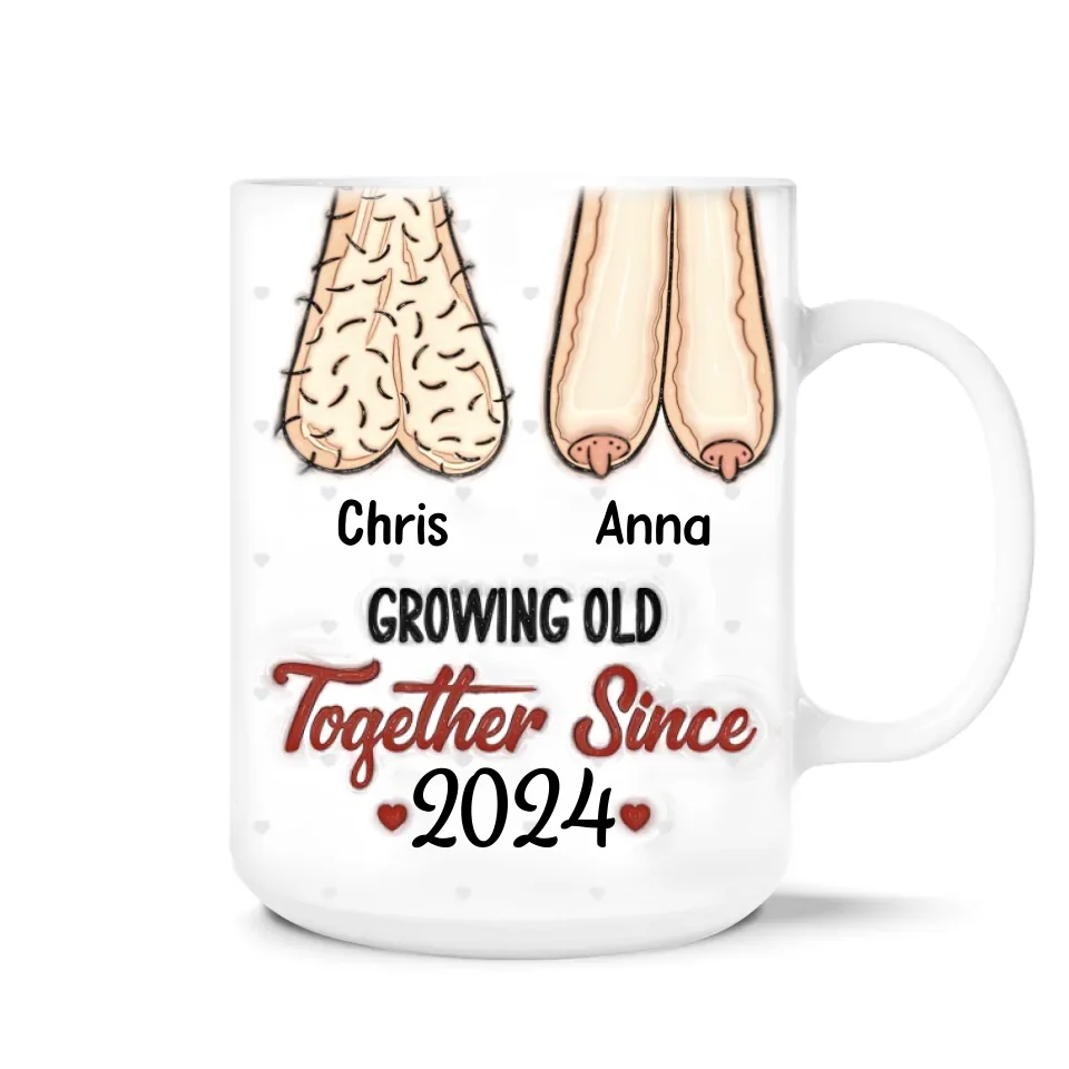 Growing Old Together Since - Personalized 3D Inflated Effect Printed Mug, Couples Gift - M537TL