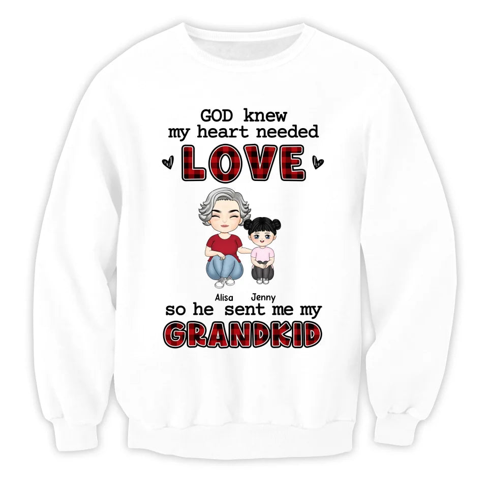 God Knew My Heart Needed Love - Personalized T-Shirt, Grandma Gift, Valentine Gift for Grandma - TS575YV