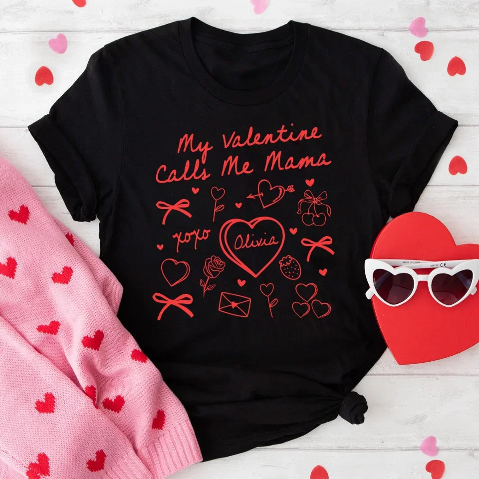 Valentines Day Mama - Personalized T-Shirt, Gift For Family, Mama, Grandma, Love Gift, valentines day shirt, valentines day shirts, valentines t-shirt,t-shirt, tee, personalized shirt,valentines day, valentines, valentines day gift, happy valentines day