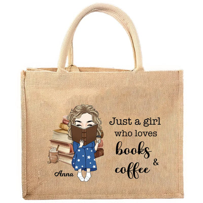 Just A Girl Who Loves Books And Coffee - Personalized Jute Tote Bag, Gift For Bookish - 125JTB01UP