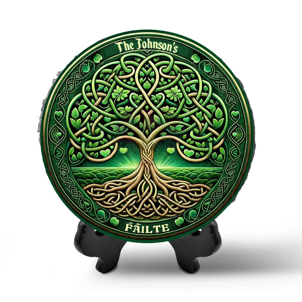 Fáilte Irish Welcome Sign, Celtic Tree of Life - Personalized Stone - 125MS05TL