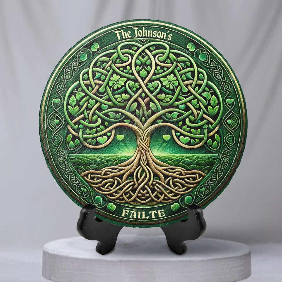 Fáilte Irish Welcome Sign, Celtic Tree of Life - Personalized Stone - 125MS05TL