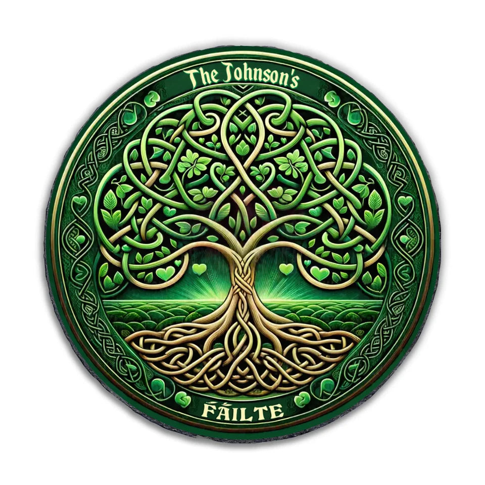 Fáilte Irish Welcome Sign, Celtic Tree of Life - Personalized Stone - 125MS05TL