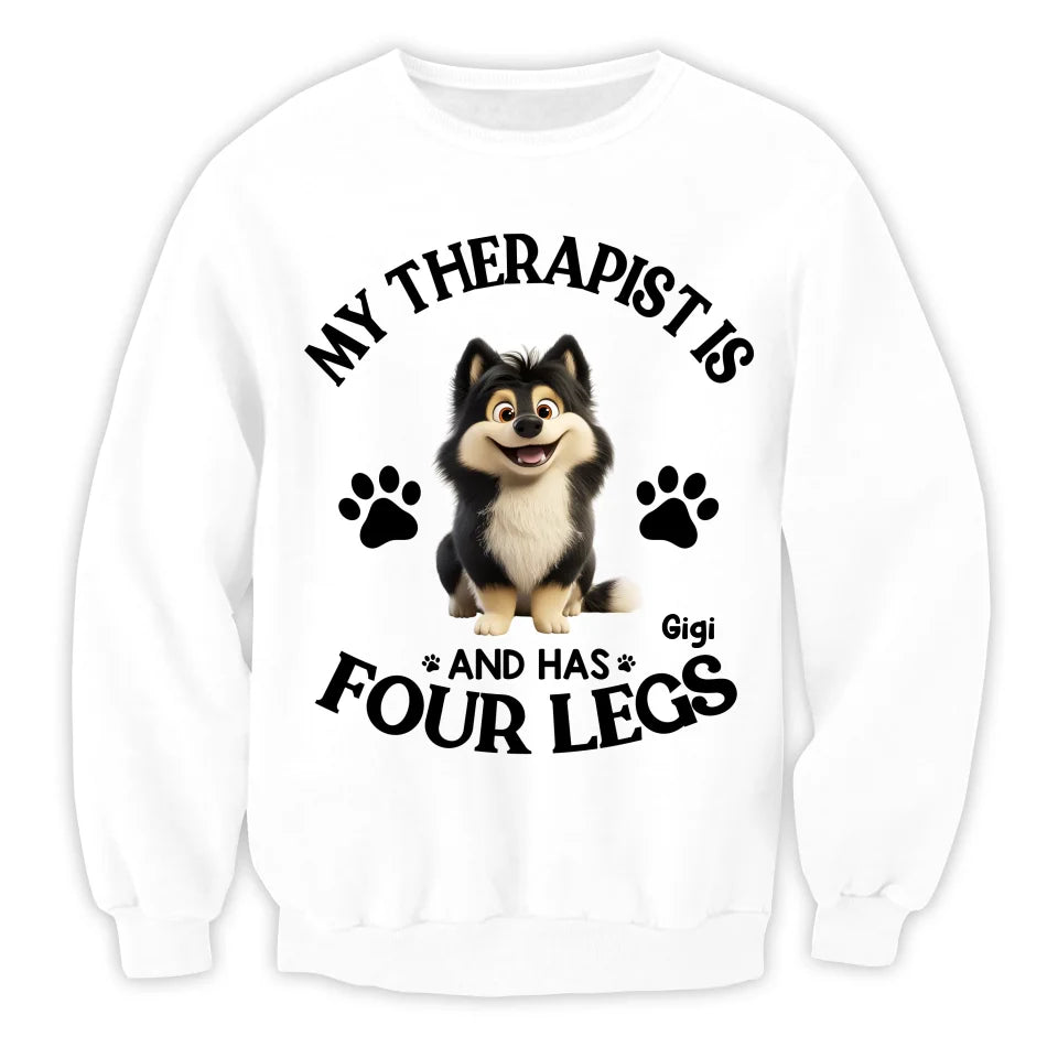 My Therapist Has Four Legs - Personalized T-Shirt, Funny Dog Lover Shirt, Dog Mom Gift, Dog Dad Gift - 125TS06YV