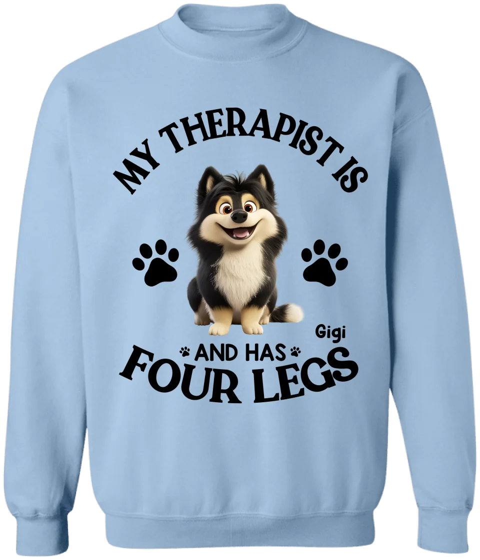 My Therapist Has Four Legs - Personalized T-Shirt, Funny Dog Lover Shirt, Dog Mom Gift, Dog Dad Gift - 125TS06YV