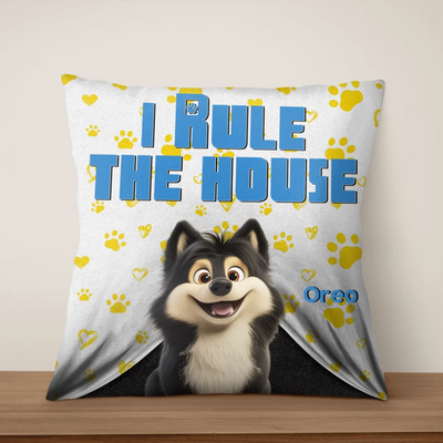 We Rule The House - Personalized Pillow, Funny Gift for Dog Lovers, Dog Owner's Gift, Dog Mom Gift - 125PC07YV