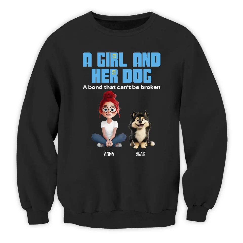 A Girl And Her Dogs A Bond That Can't Be Broken - Personalized T-Shirt, Gift For Dog Lovers - TS693AN