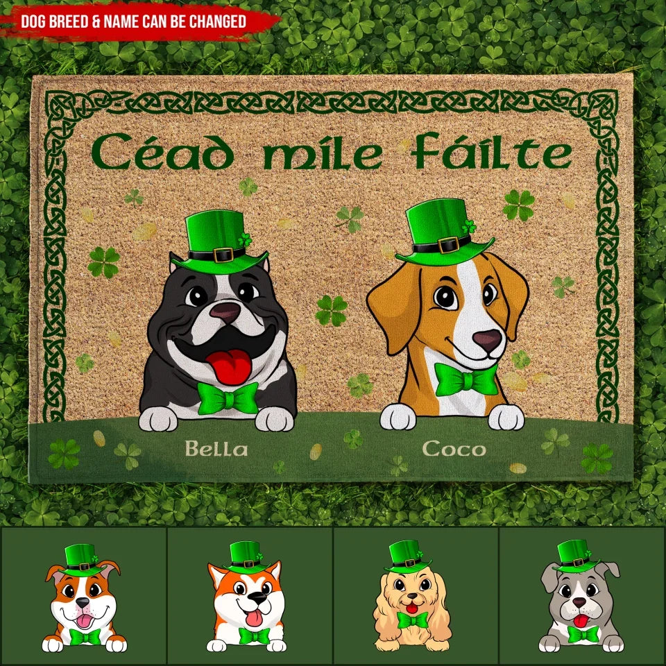 Dog Cead Mile Failte - Personalized Doormat, St. Patrick's Day Home Decor, st patricks day decor, st patricks day door decor,personalized doormta,custom doormat, doormats, custom welcome mat, font door decor ,st patricks day, saint patricks day, green day, st patricks