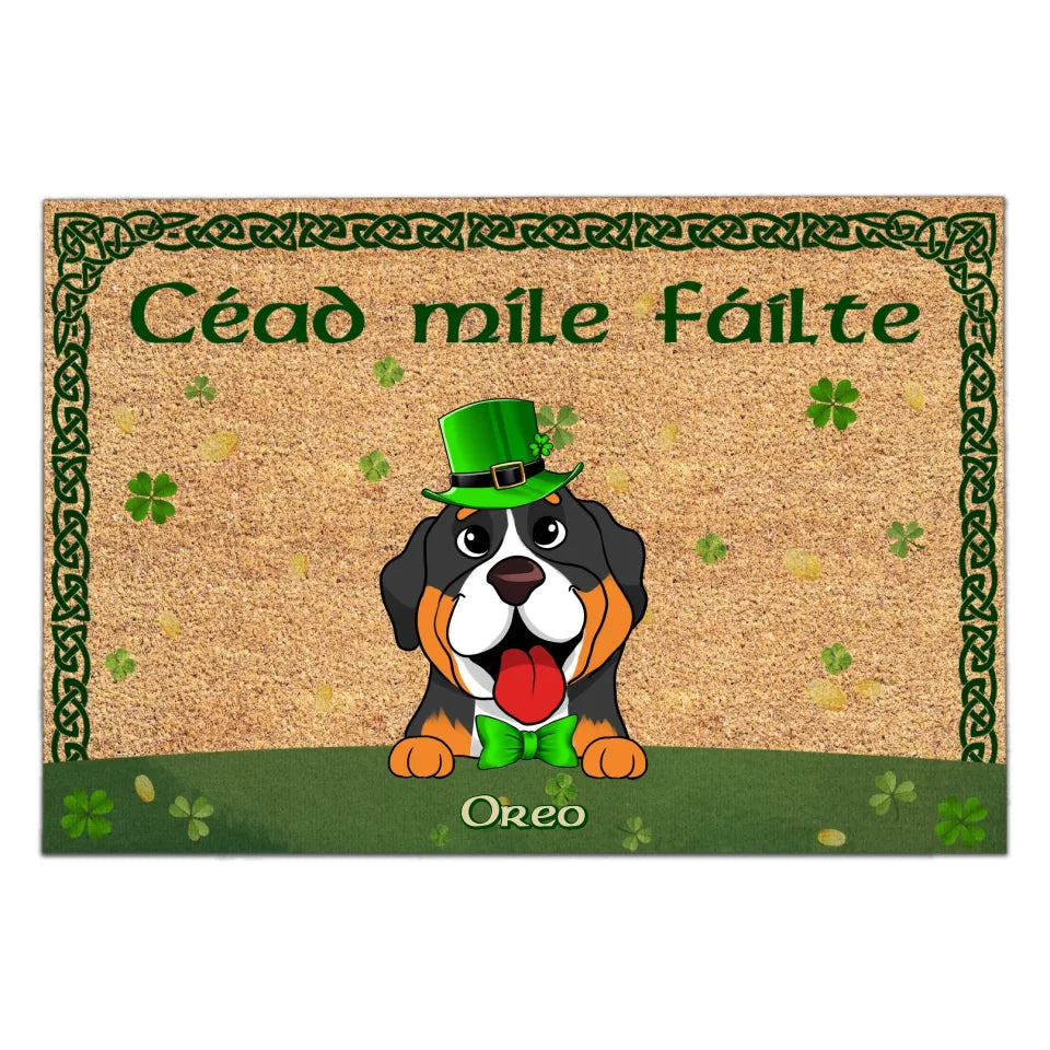 Dog Cead Mile Failte - Personalized Doormat, St. Patrick&#39;s Day Home Decor - 125DM09AN