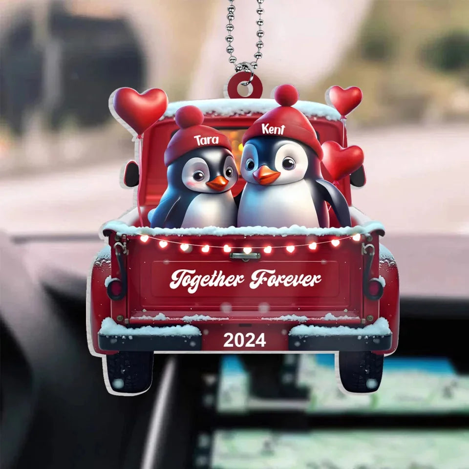 Together Forever Penguin Couples - Personalized Acrylic Car Hanger