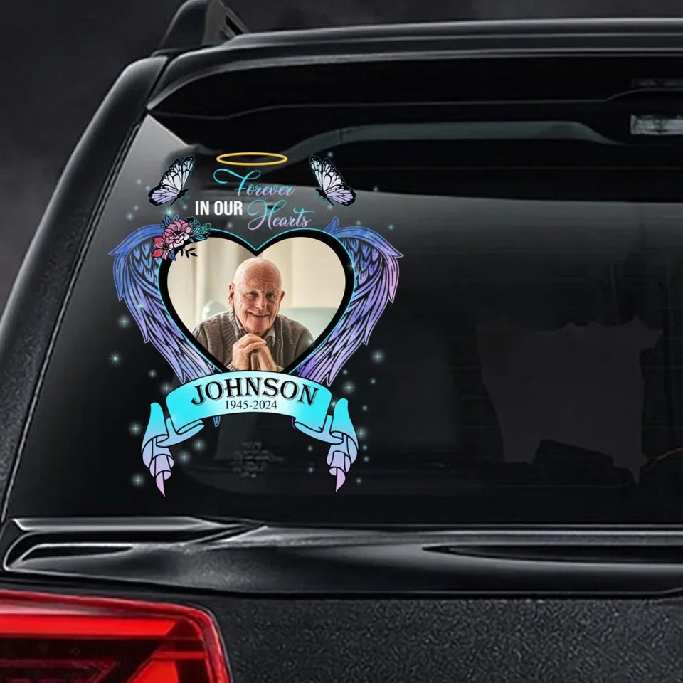 Forever In Our Heart - Personalized Decal, Memorial Gift, In Loving Memory Gift