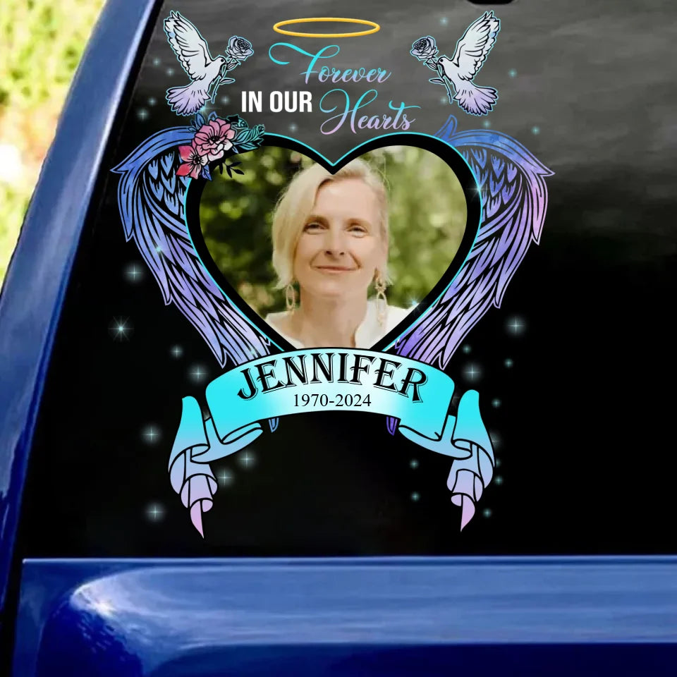 Forever In Our Heart - Personalized Decal, Memorial Gift, In Loving Memory Gift  - 125PCD09TL