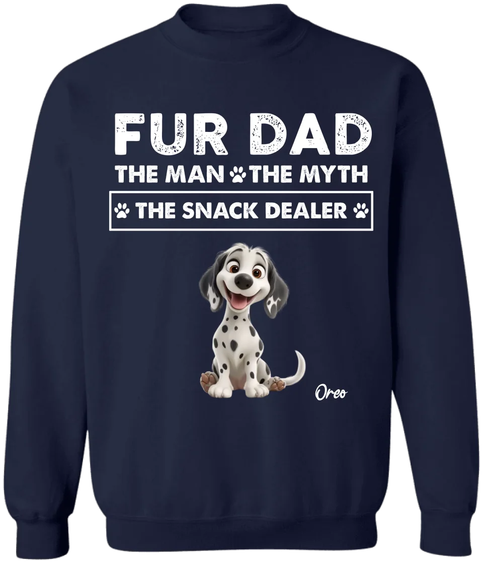 Custom Dog, Fur Dad The Man The Myth The Snack Dealer - Personalized T-Shirt, Gift For Dog Dad/ Dog Parents