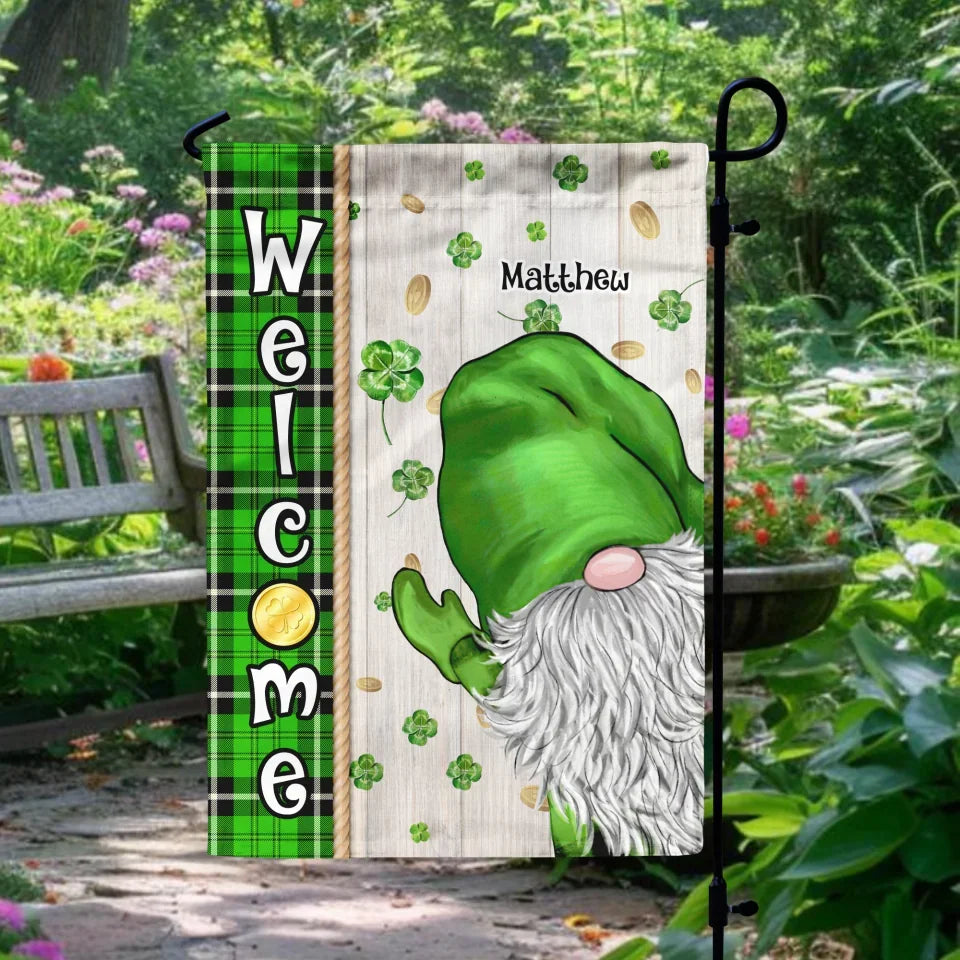 Gnome St. Patrick’s Day - Personalized Garden Flag, St. Patrick’s Day Decor