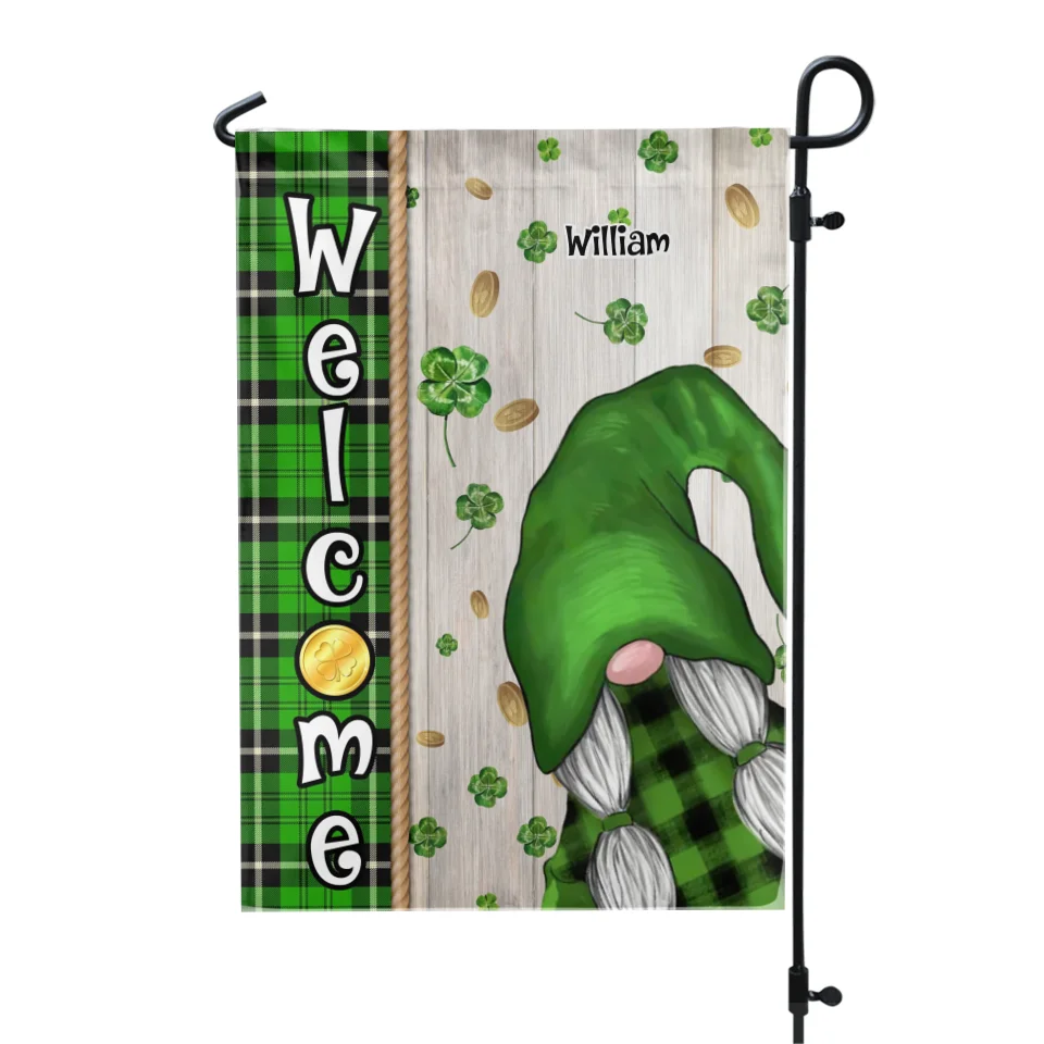 Gnome St. Patrick’s Day - Personalized Garden Flag, St. Patrick’s Day Decor