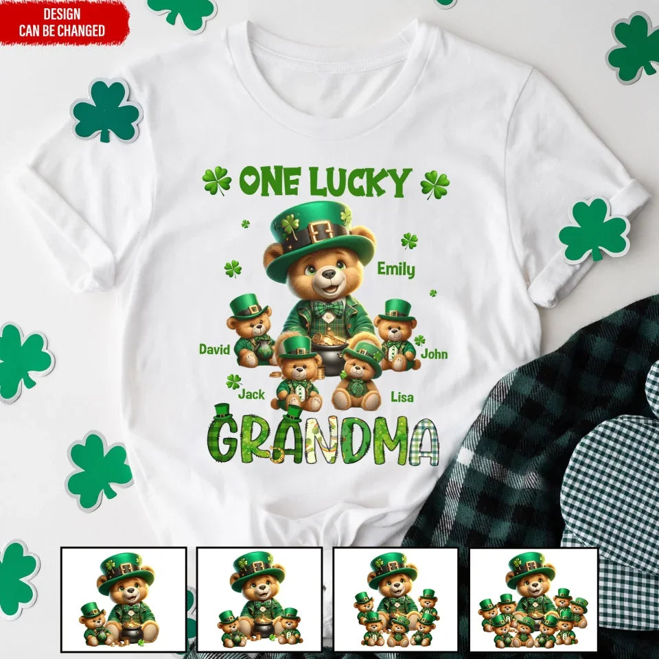 One Lucky Grandma - Personalized T-Shirt, Gift For Grandma, Gift For Mom