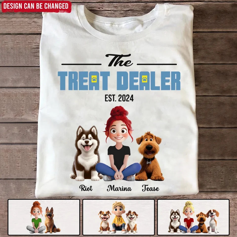 Cartoon Style, The Treat Dealer - Personalized T-Shirt, Gift For Dog Mom, Dog Dad