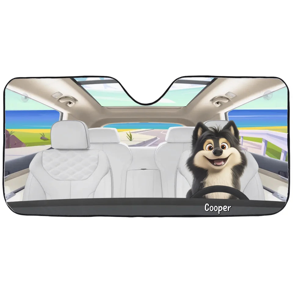 Dog Trip's - Personalized Auto Windshield Sunshade, Gift For Dog Lover