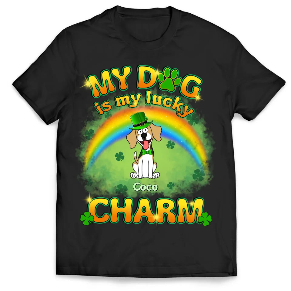 My Dog Is My Lucky Charm - Personalized T-Shirt, Gift For Dog Lover, Gift My Patrick's Day