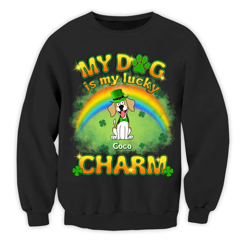 My Dog Is My Lucky Charm - Personalized T-Shirt, Gift For Dog Lover, Gift My Patrick's Day