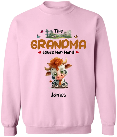 This Grandma Loves Her Herd - Personalized T-Shirt, Funny Gift for Grandma, Custom Gift for Mom, Grandma's Shirt