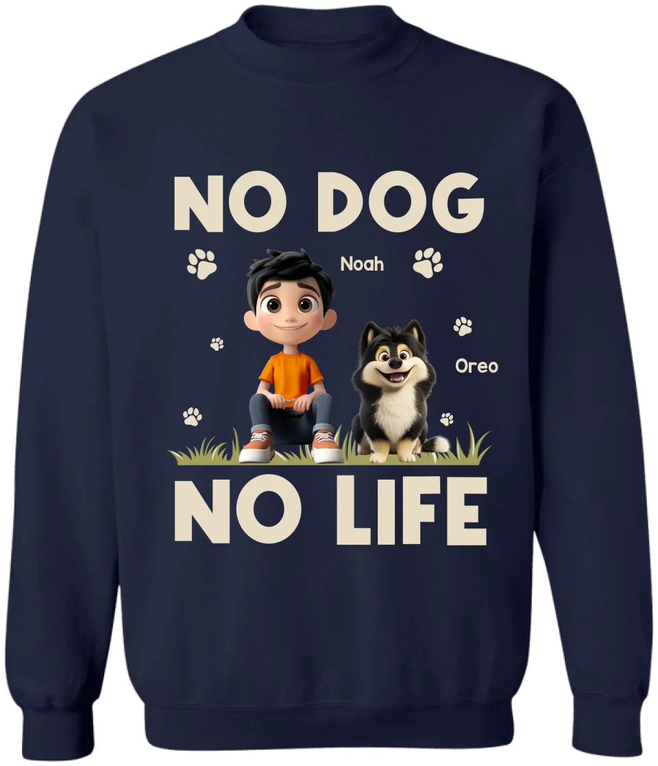 No Dog No Life - Personalized T-Shirt, Funny Dog Mom Shirt, Dog Dad Gift, Dog Lover Gift, Gift for Dog Owner