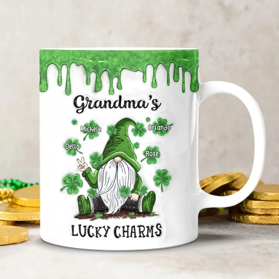 Gnome Grandma, Lucky Charm Grandma - Personalized 3D Inflated Effect Printed Mug, Gift For Grandma, st patricks day cup, st patricks day mug,Funny coffee mug, mug, tea mug, beer mug, personalized mug, personalized mugs, custom coffee mug,st patricks day, saint patricks day, green day, st patricks