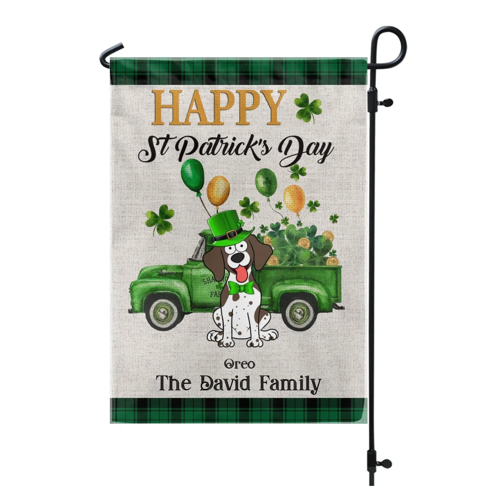 St Patrick&#39;s Day, Truck With Shamrock Balloons - Personalized Garden Flag, Gift For St. Patrick&#39;s Day