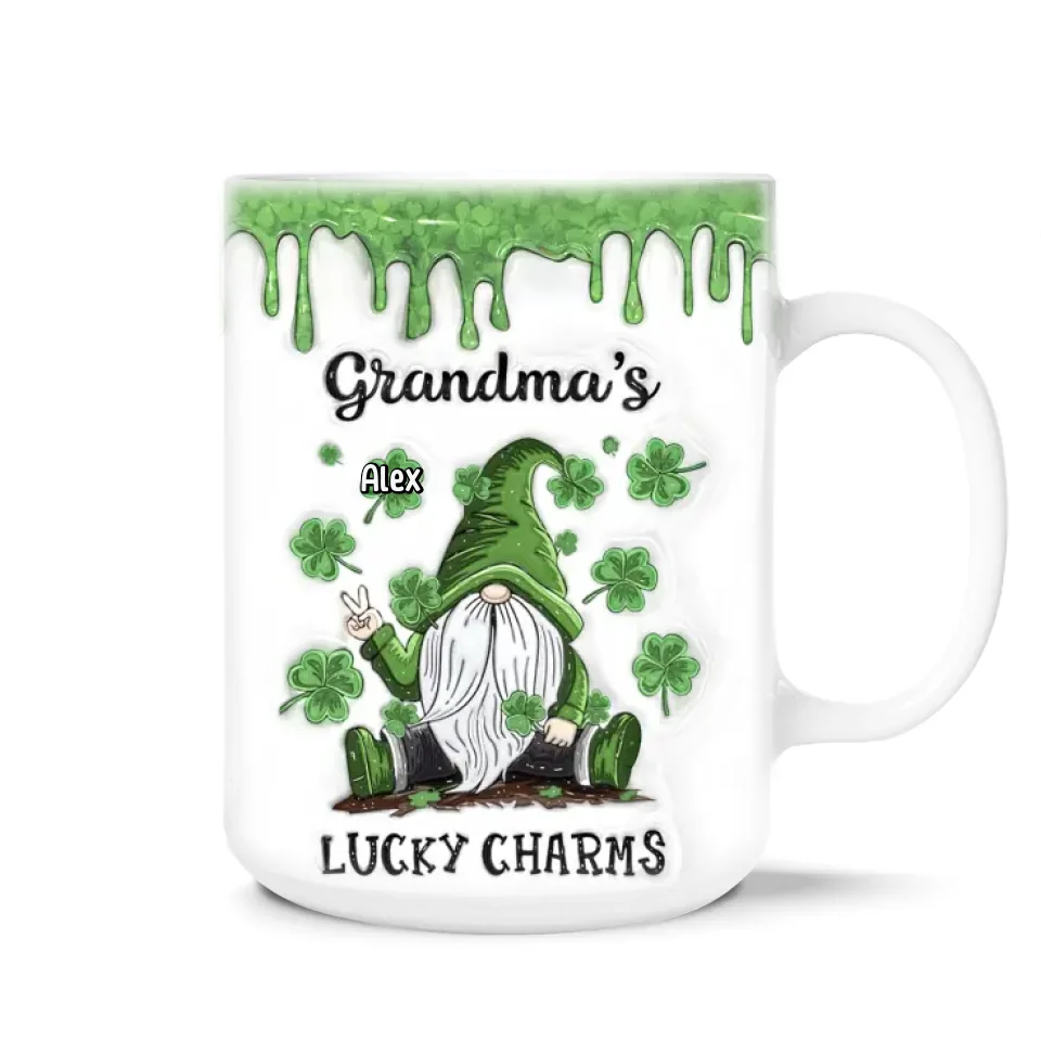 Gnome Grandma, Lucky Charm Grandma - Personalized 3D Inflated Effect Printed Mug, Gift For Grandma