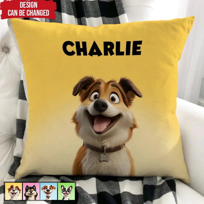 Cartoon Pet Portrait - Personalized Pillow, Funny Gift for Dog Owner, Gift for Dog Mom, Dog Dad Gift