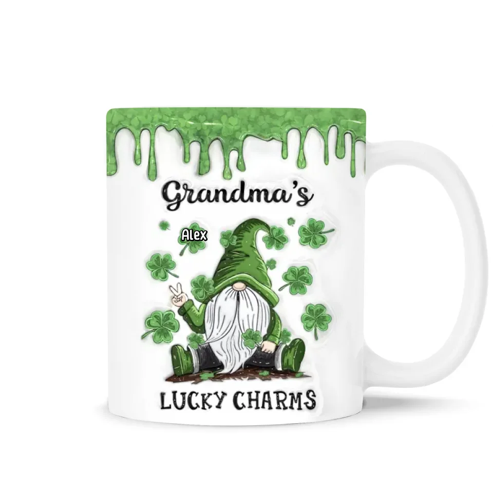 Gnome Grandma, Lucky Charm Grandma - Personalized 3D Inflated Effect Printed Mug, Gift For Grandma