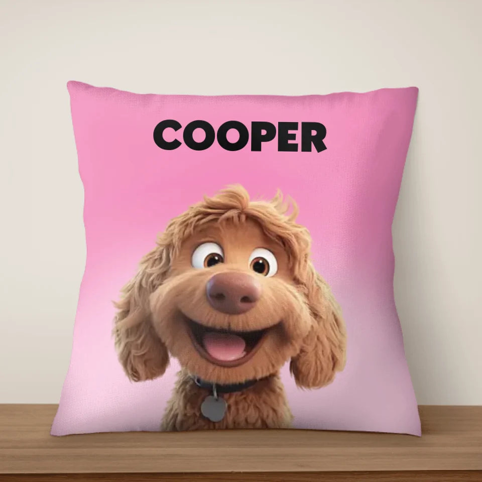 Cartoon Pet Portrait - Personalized Pillow, Funny Gift for Dog Owner, Gift for Dog Mom, Dog Dad Gift