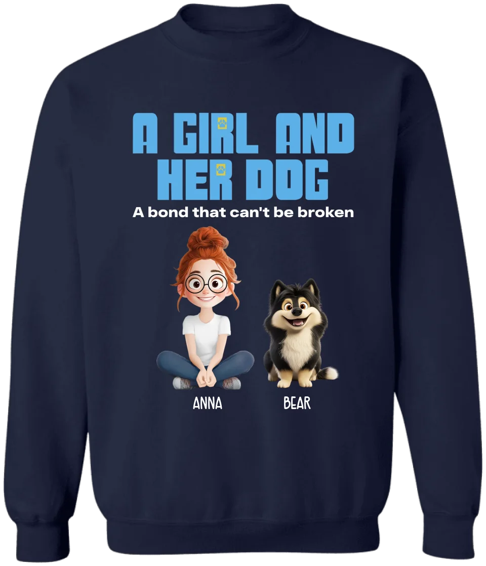 A Girl And Her Dogs A Bond That Can't Be Broken - Personalized T-Shirt, Gift For Dog Lovers - TS693AN