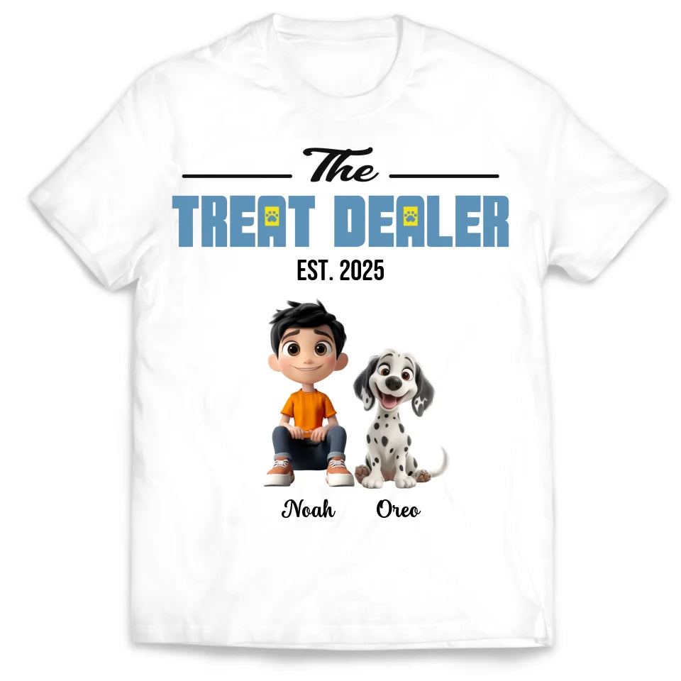 Cartoon Style, The Treat Dealer - Personalized T-Shirt, Gift For Dog Mom, Dog Dad