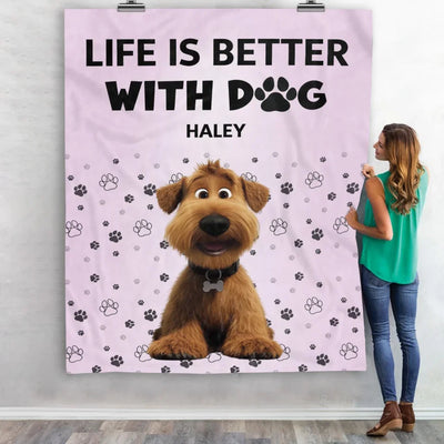 Life Is Better With Dogs - Personalized Blanket, Gift For Dog Lovers