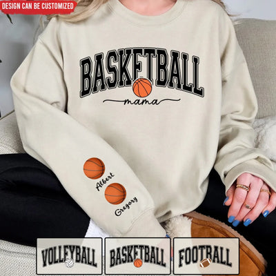 Basketball Mom - Personalized Sleeve Print Sweatshirt, Basketball Mom Gift, Football Mom