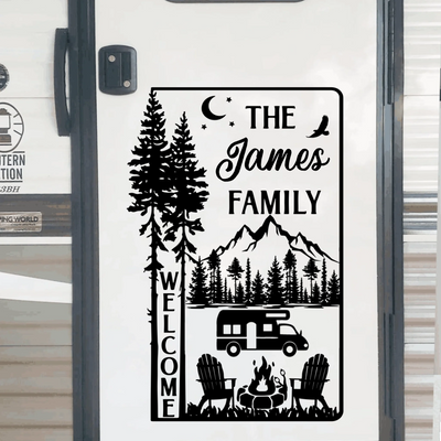 Welcome Camping Nature - Personalized Decal, RVs Gift, Camper Decal, Outdoors Decal