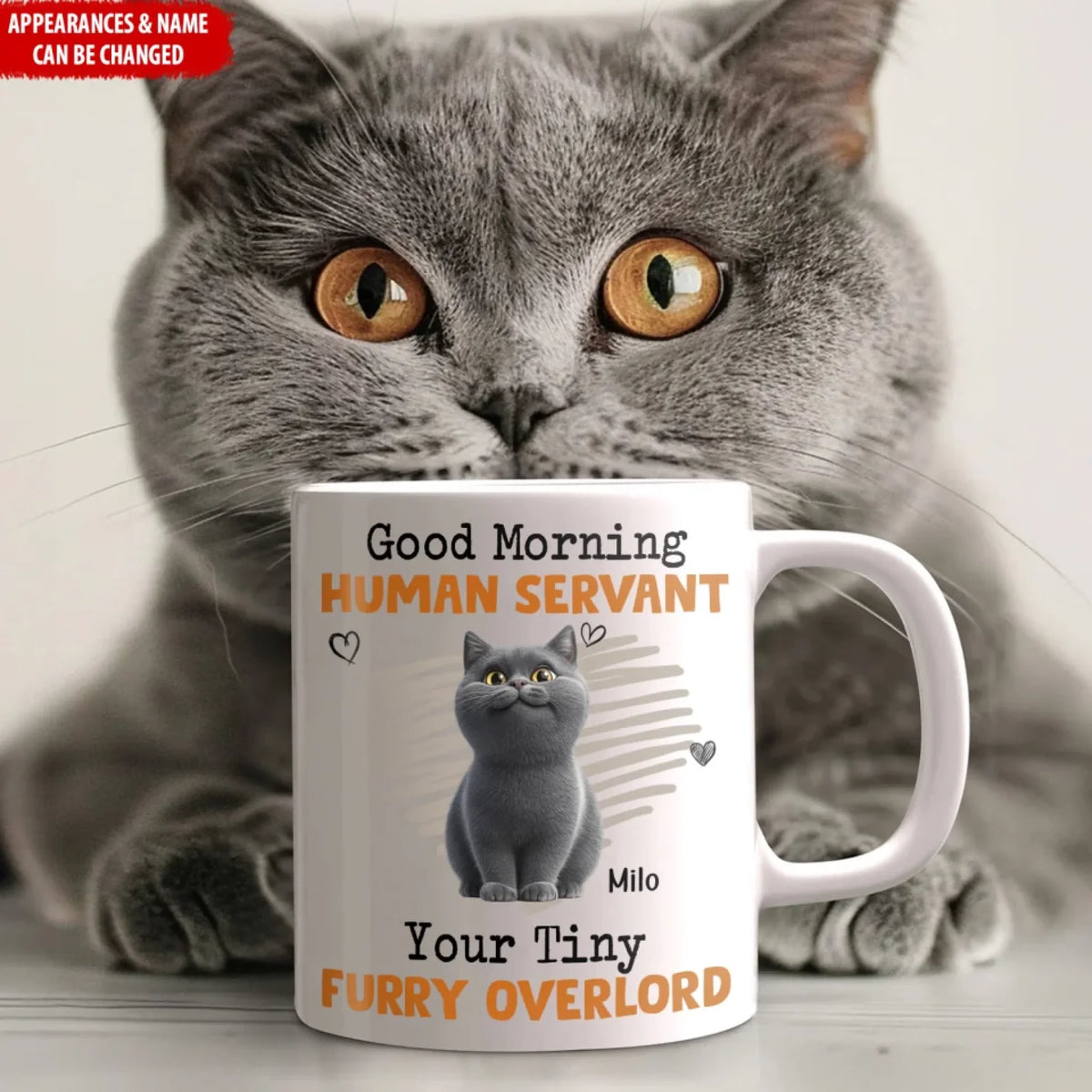 Cat Cartoon, Good Morning Human Servant Your Tiny Furry Overlord mk ads