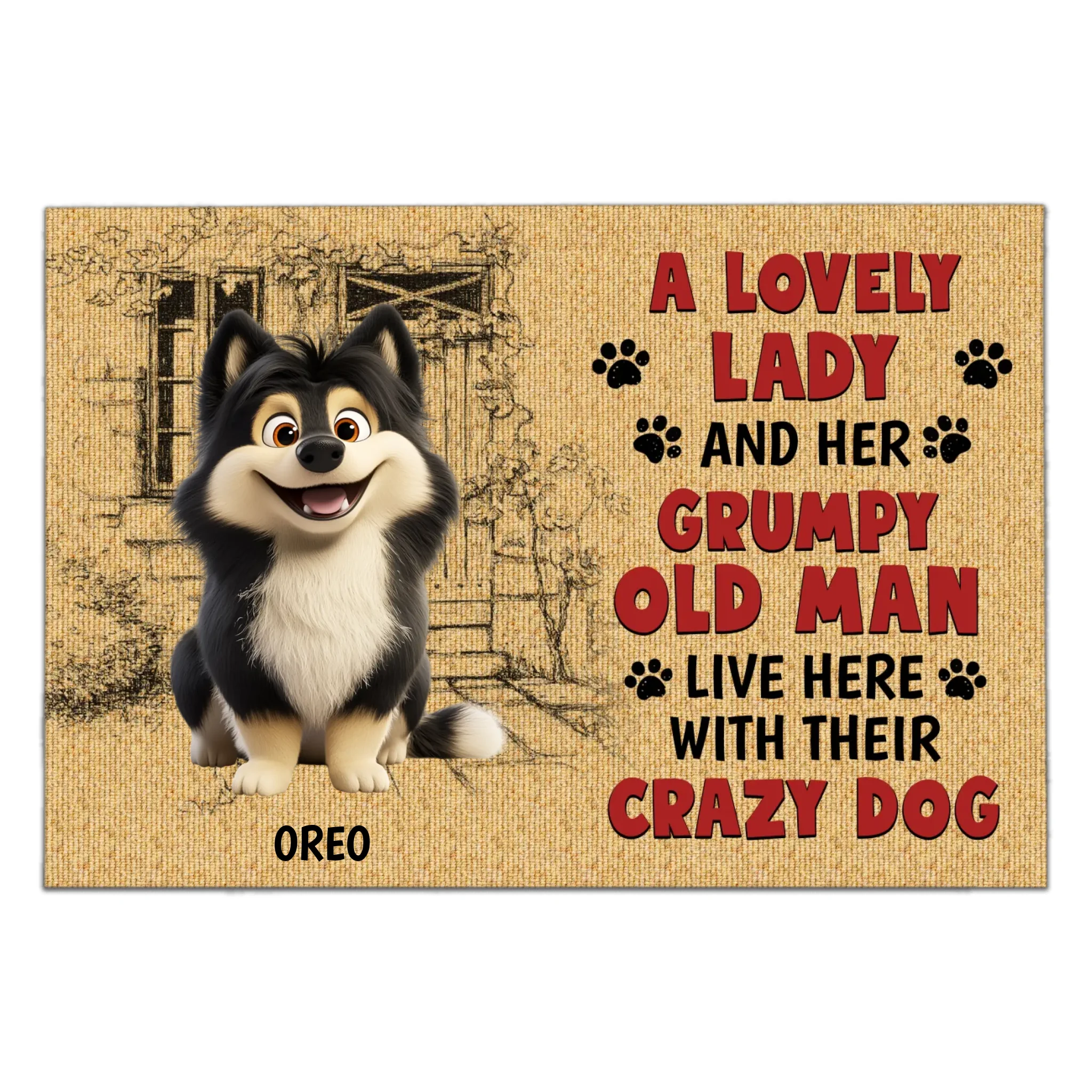 A Lovely Lady And A Grumpy Old Man Live Here - Personalized Doormat, Gift For Dog Lovers, Home Decor