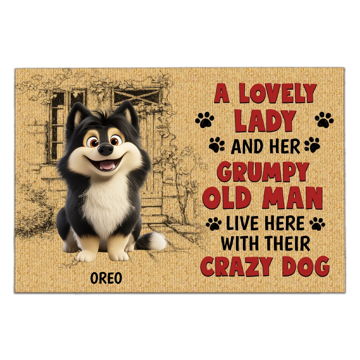 A Lovely Lady And A Grumpy Old Man Live Here - Personalized Doormat, Gift For Dog Lovers, Home Decor