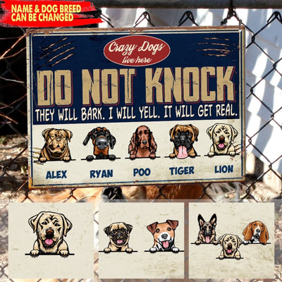 Crazy Dog Live Here - Personalized Metal Sign