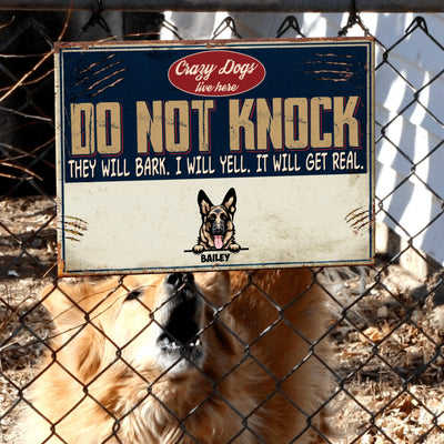 Crazy Dog Live Here - Personalized Metal Sign