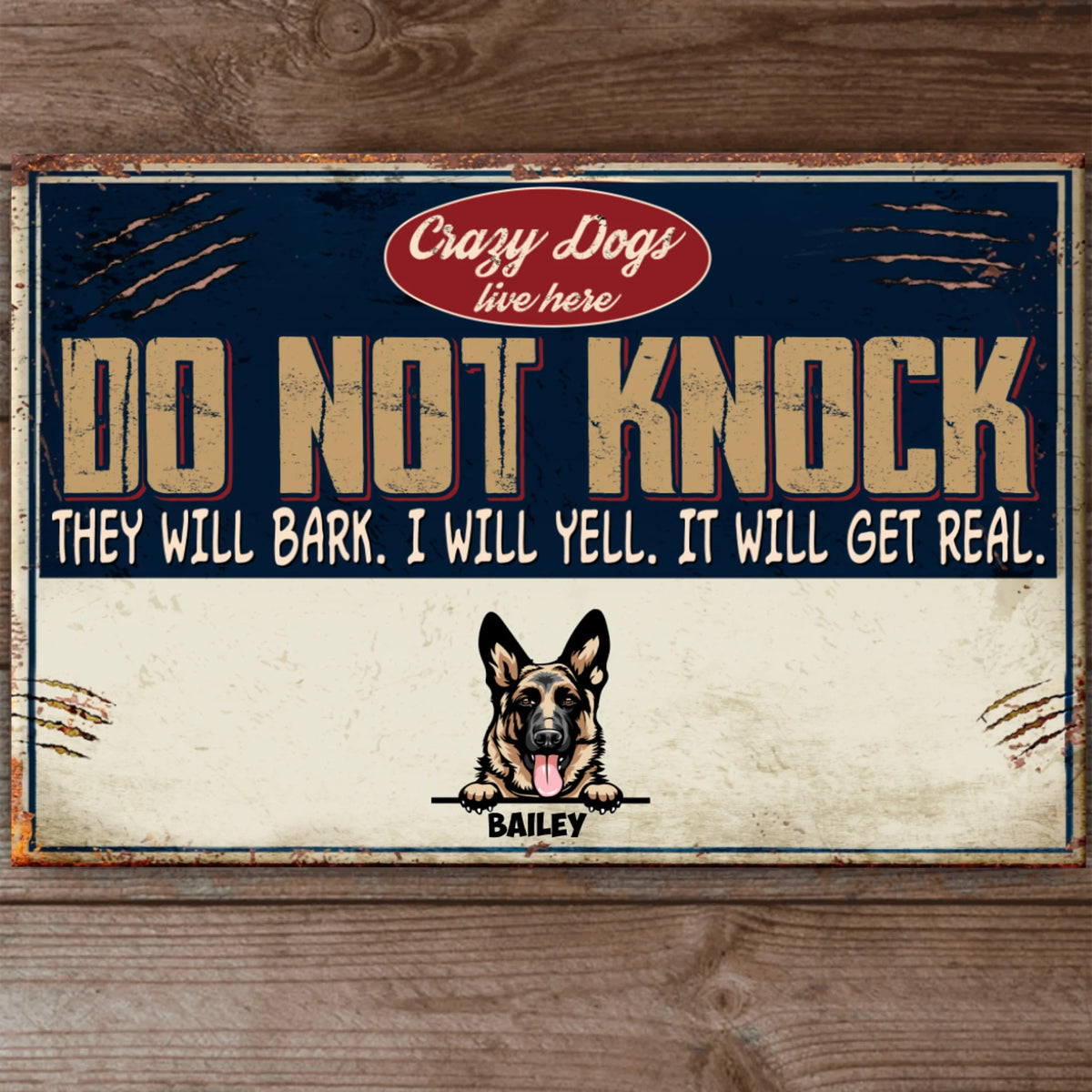 Crazy Dog Live Here - Personalized Metal Sign