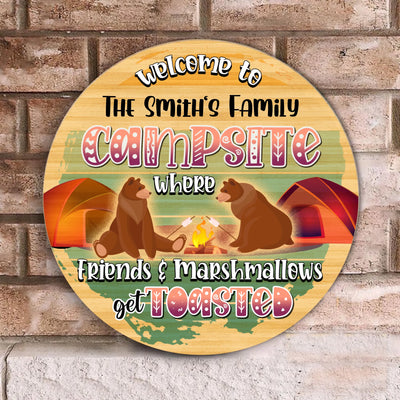 Welcome To Campsite - Wooden Door Sign