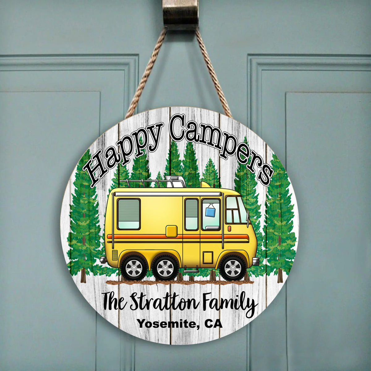 Happy Campers - Personalized Wooden Door Sign