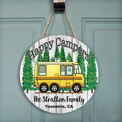 Happy Campers - Personalized Wooden Door Sign