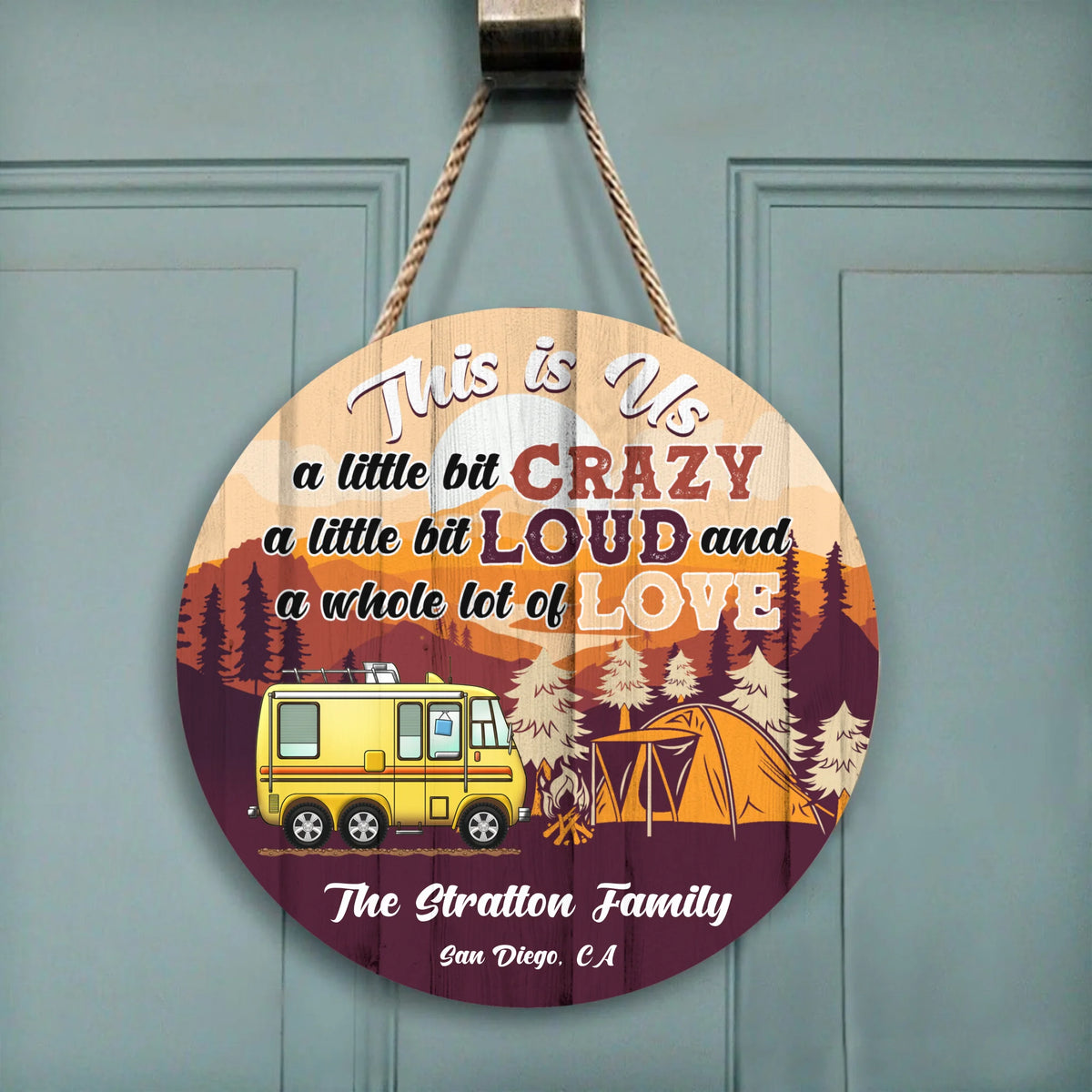 This Is Us A Little Bit Crazy - Wooden Door Sign