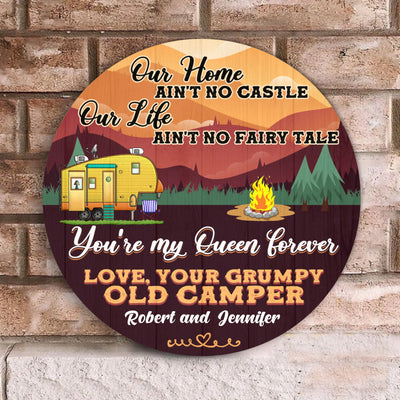 Our Home Ain't Road - Round Wooden Door Sign