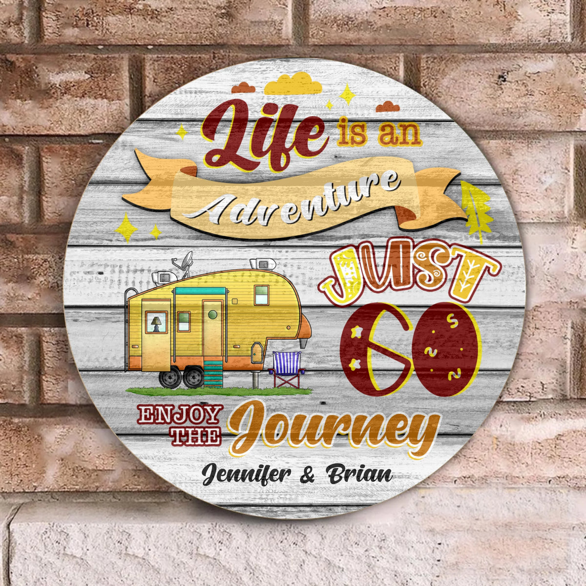 Life Is An Adventure - Round Wooden Door Sign