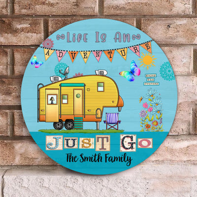 Life Is An Adventure - Wooden Door Sign